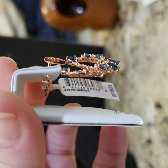 Genuine London Blue Topaz Earrings - Picture 5 of 8